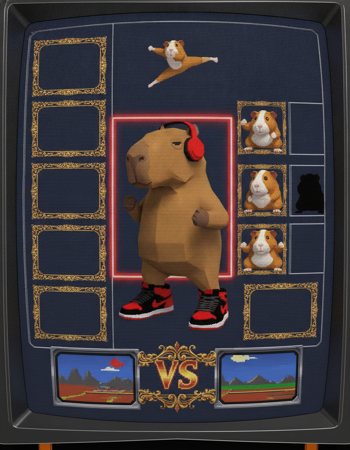 Arcade select screen, Capito in fighting stance with cuy roster